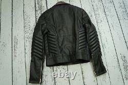 Versace H&m Mens Jacket Coat Biker Leather 100% Authentic Size M / L Sample