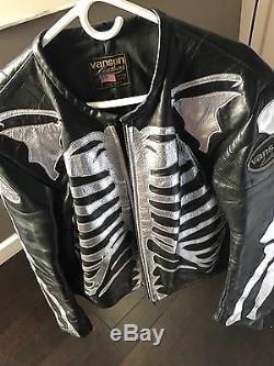Very Rare Vanson Leathers Bones Jacket, Black And Chrome, Size 48, Custom Colors