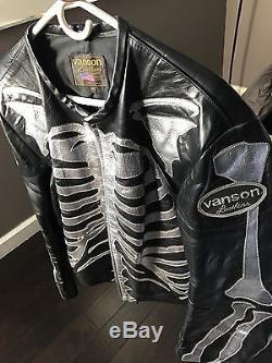 Very Rare Vanson Leathers Bones Jacket, Black And Chrome, Size 48, Custom Colors