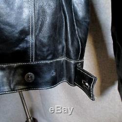 Very Rare Vintage GAP Leather Trucker Jacket BLACK SIZE SMALL