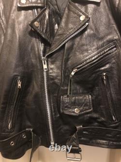 Vgt 90s Bad Bones Shaf Leather Motorcycle Jacket Size Mens 44
