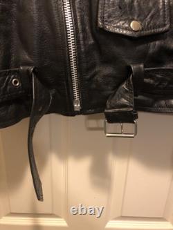 Vgt 90s Bad Bones Shaf Leather Motorcycle Jacket Size Mens 44