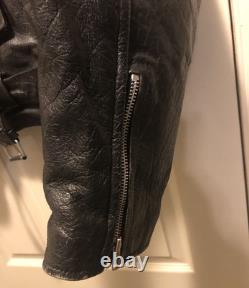 Vgt 90s Bad Bones Shaf Leather Motorcycle Jacket Size Mens 44