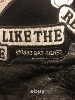 Vgt 90s Bad Bones Shaf Leather Motorcycle Jacket Size Mens 44