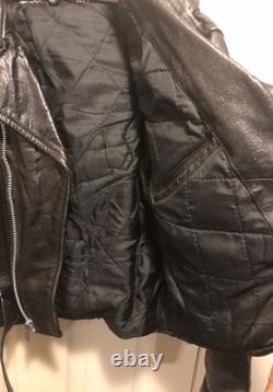 Vgt 90s Bad Bones Shaf Leather Motorcycle Jacket Size Mens 44