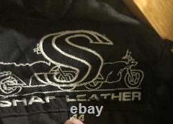 Vgt 90s Bad Bones Shaf Leather Motorcycle Jacket Size Mens 44