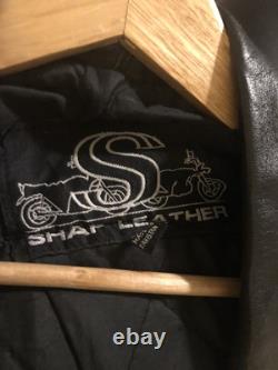 Vgt 90s Bad Bones Shaf Leather Motorcycle Jacket Size Mens 44