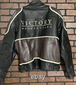 Victory Motorcycles Leather Jacket Padded Elbows Size Large Harley Honda Yamaha
