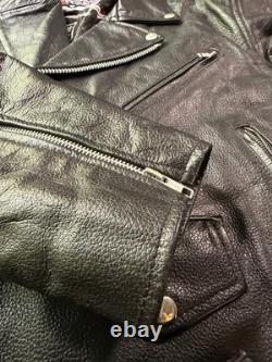 Viking Cycle XXL Genuine Leather Motorcycle Biker Jacket Black Belted
