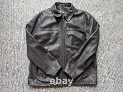 Vinage EDDIE BAUER motorcycle LEATHER brown XLT jacket XL TALL cowhide