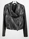 Vince Womens Motorcycle Moto Jacket Black Leather Asymmetric Zip Pockets Lined M