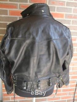 Vintage 1950's CAL HORSEHIDE Leather Motorcycle JACKET BLACK CHP Police HEAVY