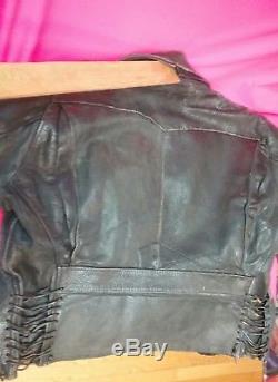 Vintage 1950s 1960s motorcycle police leather jacket coat USA horsehide lined