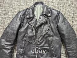 Vintage 1950s leather MOTORCYCLE jacket S black 36-38 custom harley