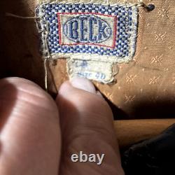 Vintage 1960's Beck Cafe Racer Leather Motorcycle Jacket Size 40