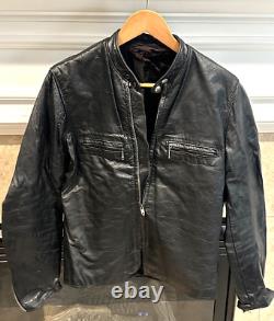 Vintage 1960s Brooks Leather Cafe Racer Biker Jacket