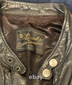 Vintage 1960s Brooks Leather Cafe Racer Biker Jacket