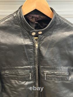 Vintage 1960s Brooks Leather Cafe Racer Biker Jacket