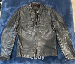 Vintage 1960s Brooks Leather Cafe Racer Biker Jacket