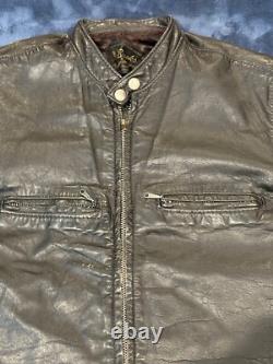 Vintage 1960s Brooks Leather Cafe Racer Biker Jacket