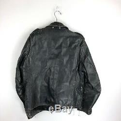 Vintage 1960s Fidelity HORSEHIDE Leather Motorcycle Jacket Size 44 Medium Black