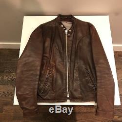 Vintage 1960s Schott Brown Cafe Racer Leather Jacket 44