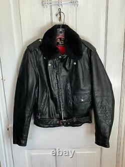 Vintage 1960s Sears Oakbrook Motorcycle Jacket Mens Size 36 Black Made In USA
