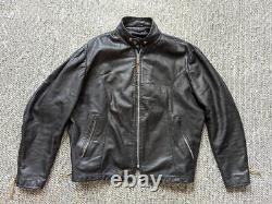 Vintage 1960s cafe racer MOTORCYCLE leather jacket 46 black PATINA lesco XL
