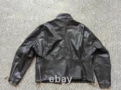 Vintage 1960s cafe racer MOTORCYCLE leather jacket 46 black PATINA lesco XL