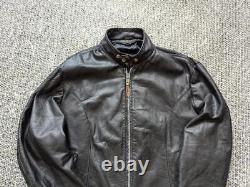 Vintage 1960s cafe racer MOTORCYCLE leather jacket 46 black PATINA lesco XL