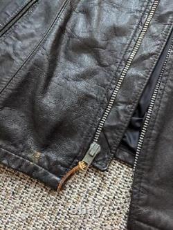 Vintage 1960s cafe racer MOTORCYCLE leather jacket 46 black PATINA lesco XL
