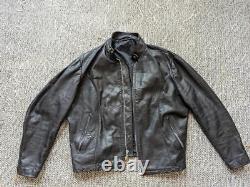 Vintage 1960s cafe racer MOTORCYCLE leather jacket 46 black PATINA lesco XL
