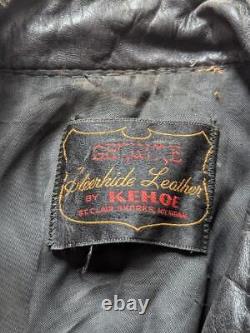 Vintage 1960s cafe racer STEERHIDE leather jacket 40 black KEHOE motorcycle