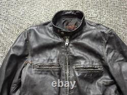 Vintage 1960s cafe racer STEERHIDE leather jacket 40 black KEHOE motorcycle