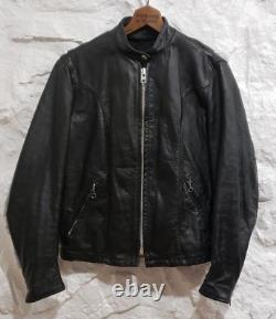 Vintage 1970's Cafe Racer Black Leather Motorcycle Jacket