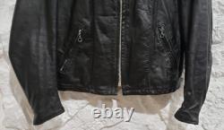 Vintage 1970's Cafe Racer Black Leather Motorcycle Jacket