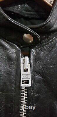 Vintage 1970's Cafe Racer Black Leather Motorcycle Jacket