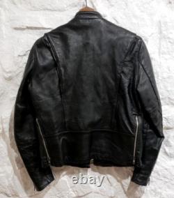 Vintage 1970's Cafe Racer Black Leather Motorcycle Jacket