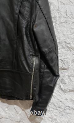 Vintage 1970's Cafe Racer Black Leather Motorcycle Jacket