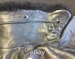 Vintage 1970's NYC HEAVY Motorcycle or Mounted Police ¾ Black Leather Jacket XL