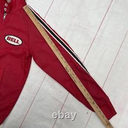 Vintage 1970s 1980s Official Bell Motorcycle Helmets Racing Stripe Jacket Red