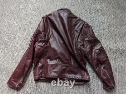 Vintage 1970s 60s leather CAFE RACER motorcycle jacket 42 burgundy brown harley