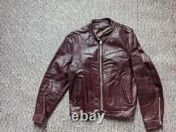 Vintage 1970s 60s leather CAFE RACER motorcycle jacket 42 burgundy brown harley