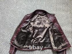 Vintage 1970s 60s leather CAFE RACER motorcycle jacket 42 burgundy brown harley
