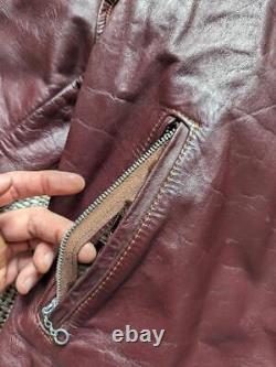 Vintage 1970s 60s leather CAFE RACER motorcycle jacket 42 burgundy brown harley