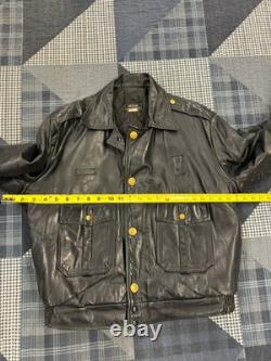 Vintage 1970s Kale Uniforms Chicago Police Leather Jacket Lined Flaws