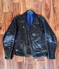 Vintage 1970s Perfect Style Leather Motorcycle Jacket Black Steerhide M/L