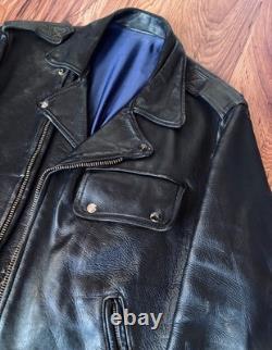 Vintage 1970s Perfect Style Leather Motorcycle Jacket Black Steerhide M/L