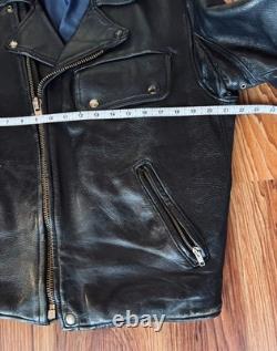 Vintage 1970s Perfect Style Leather Motorcycle Jacket Black Steerhide M/L