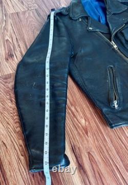Vintage 1970s Perfect Style Leather Motorcycle Jacket Black Steerhide M/L